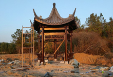 五角涼亭生產廠家，防腐木古建五角涼亭圖片